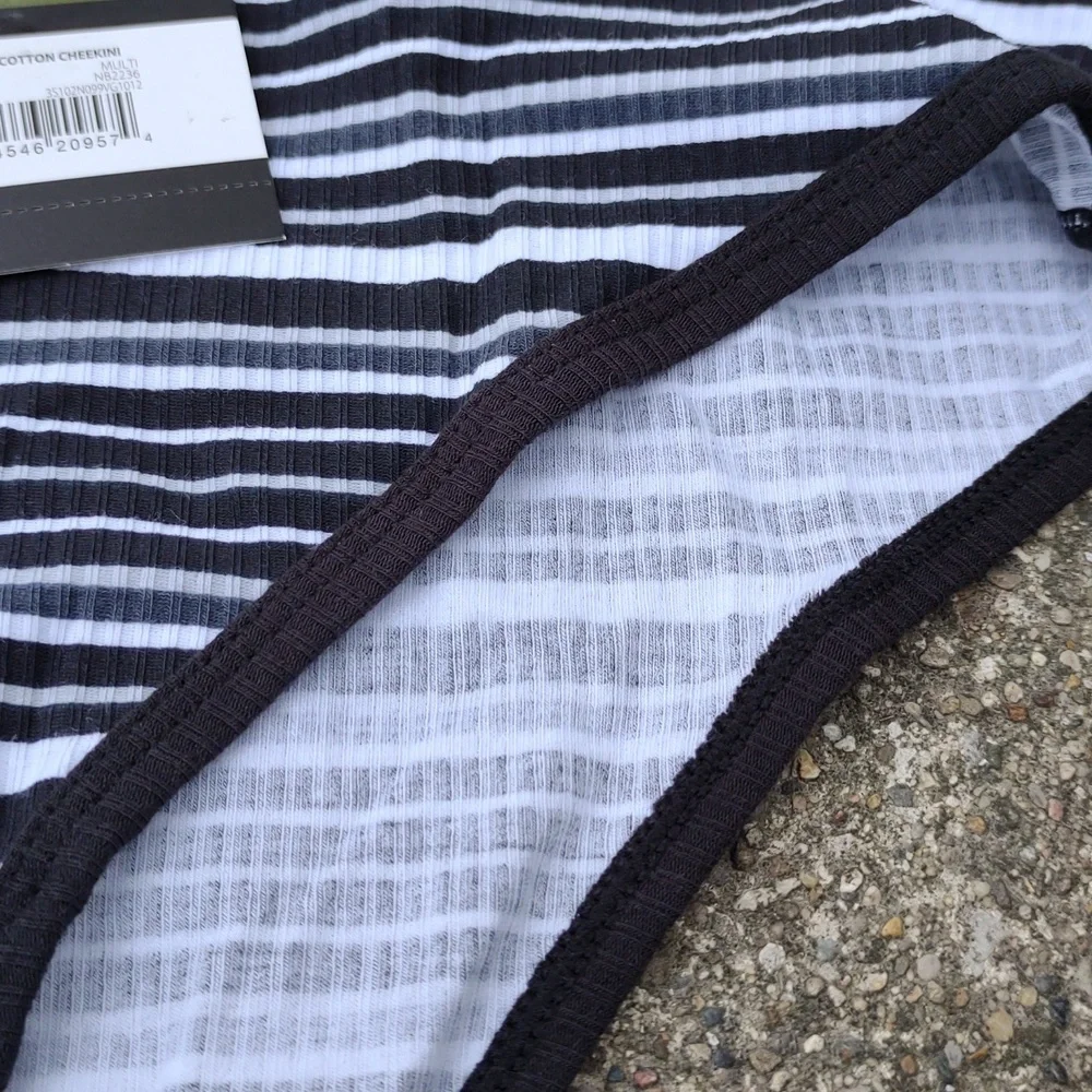 New Striped Ribbed Lightweight Cotton Cheeky Cheekini Stretchy Undies Panties - Picture 5 of 6